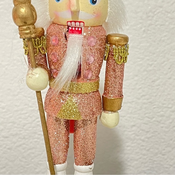NU pink wooden glittery Christmas nutcracker holiday decor gift Xmas gift - Picture 5 of 10